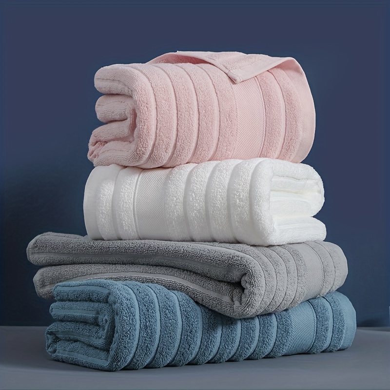 Solid Color Cotton Towels Set, Thickened Soft And Absorbent Towel