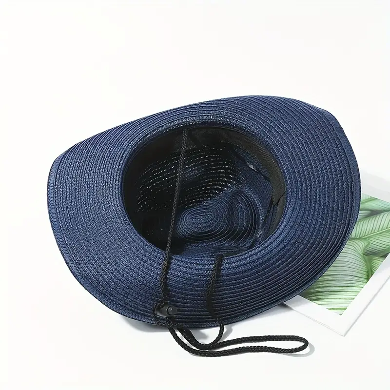 Chapeau de cowboy occidental unisexe en paille à bord roulé, chapeau de  soleil simple pour la protection solaire en plein air, chapeaux de pêche  Boonie pour femmes et hommes - Temu France