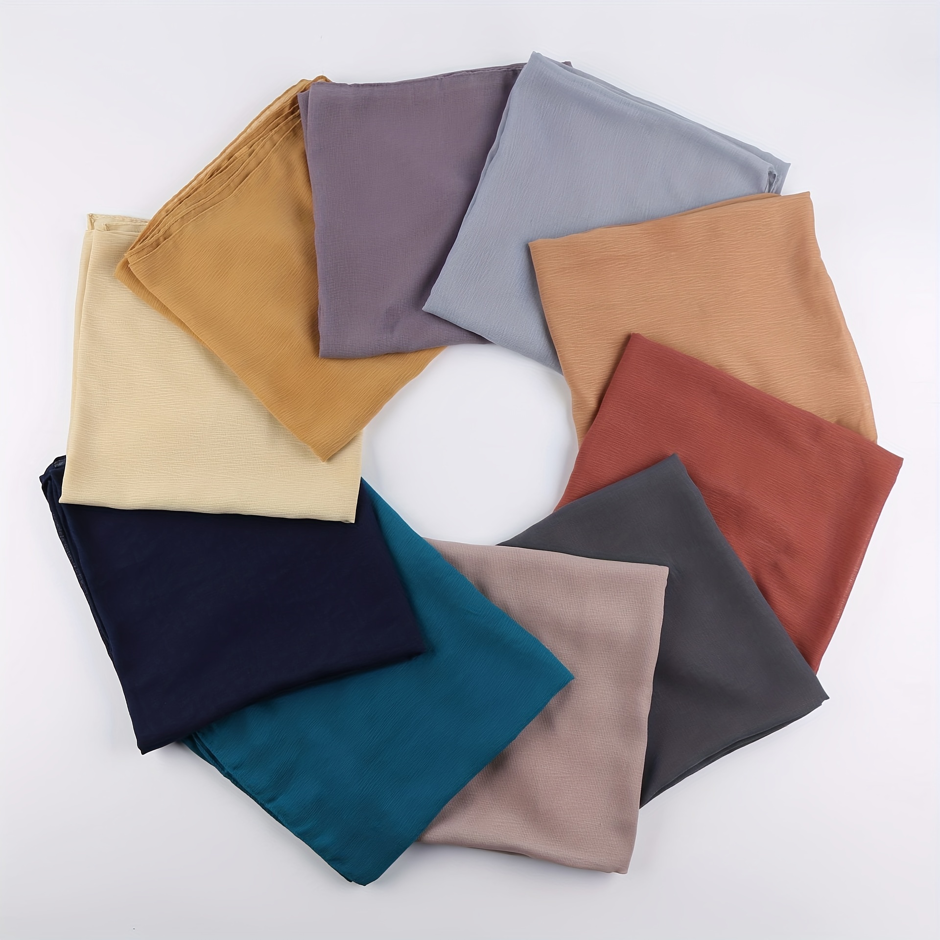 Large Plain Pleated Hijab Elegant Casual Large Square Scarf - Temu Canada