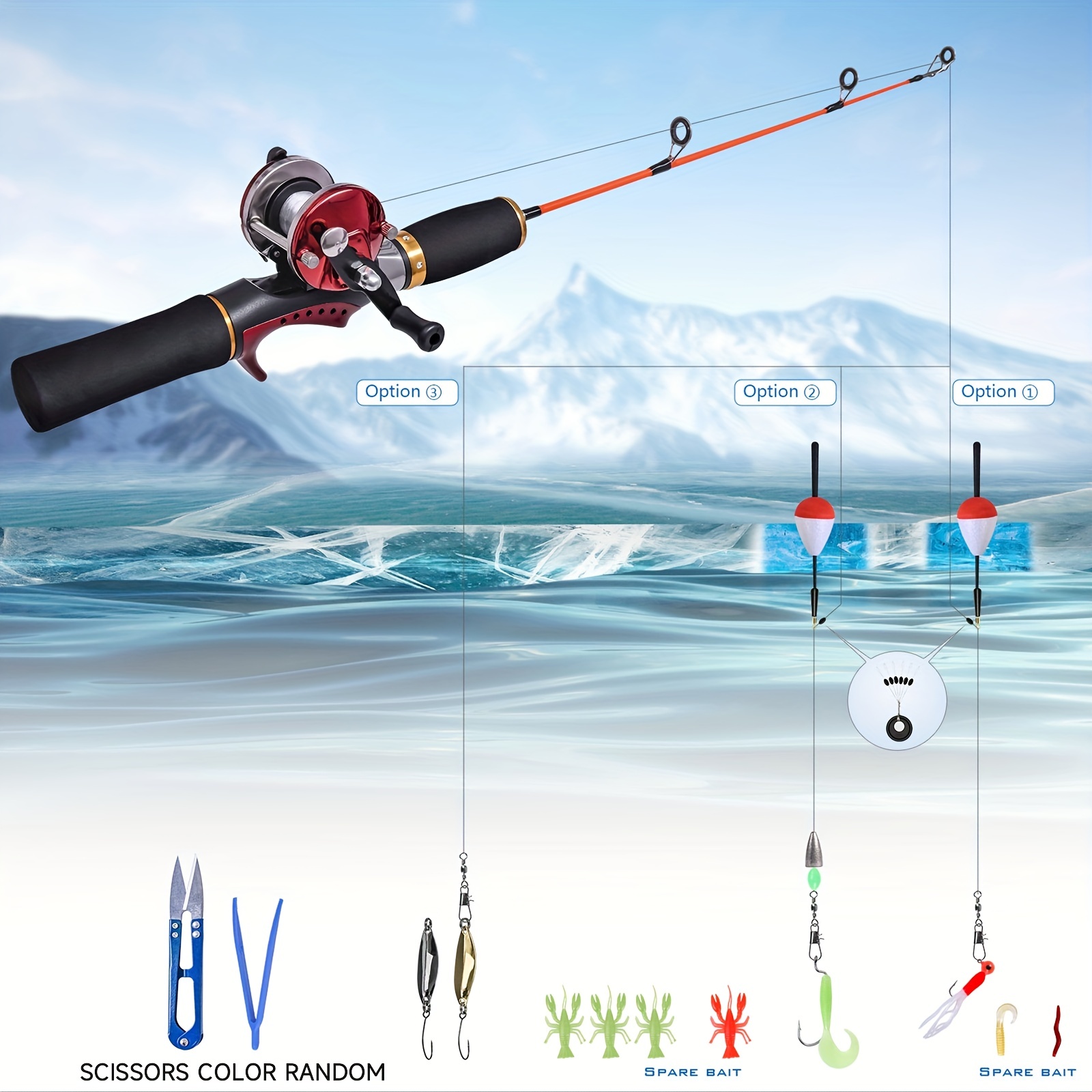 50cm Ice Fishing Rod Combo Pocket