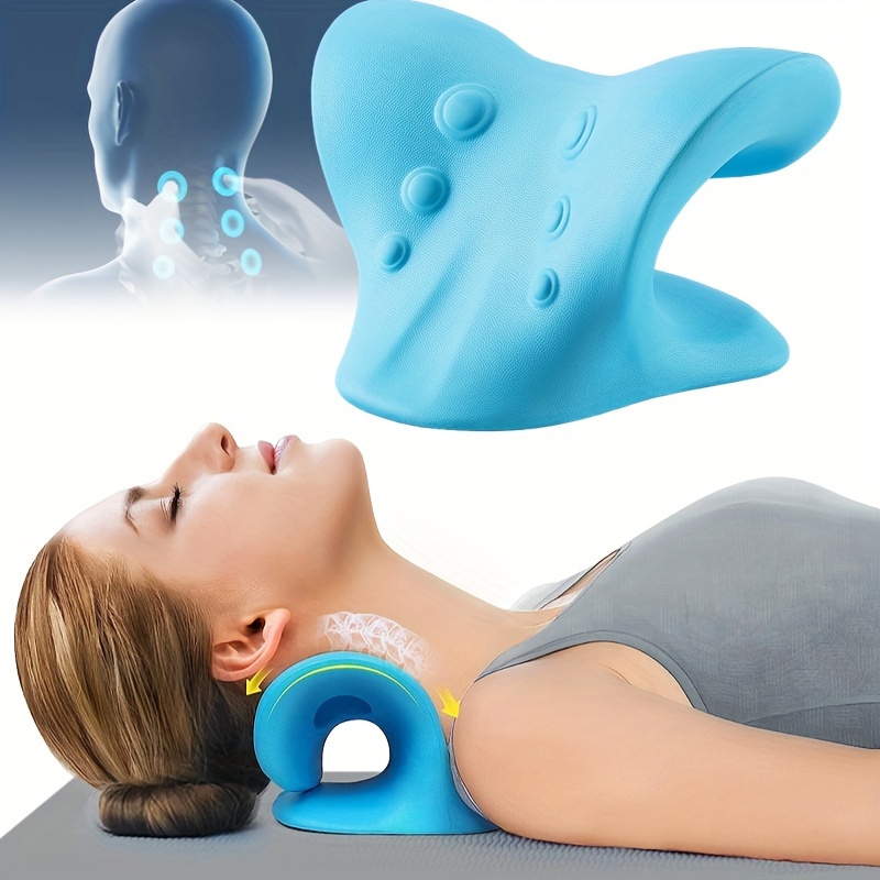 Cervical Neck Traction Device for Neck Pain Relief, Adjustable Inflatable  Neck Stretcher Neck Brace, Neck Traction Pillow for Use Neck Decompression  and Neck Tension Relief (Blue)