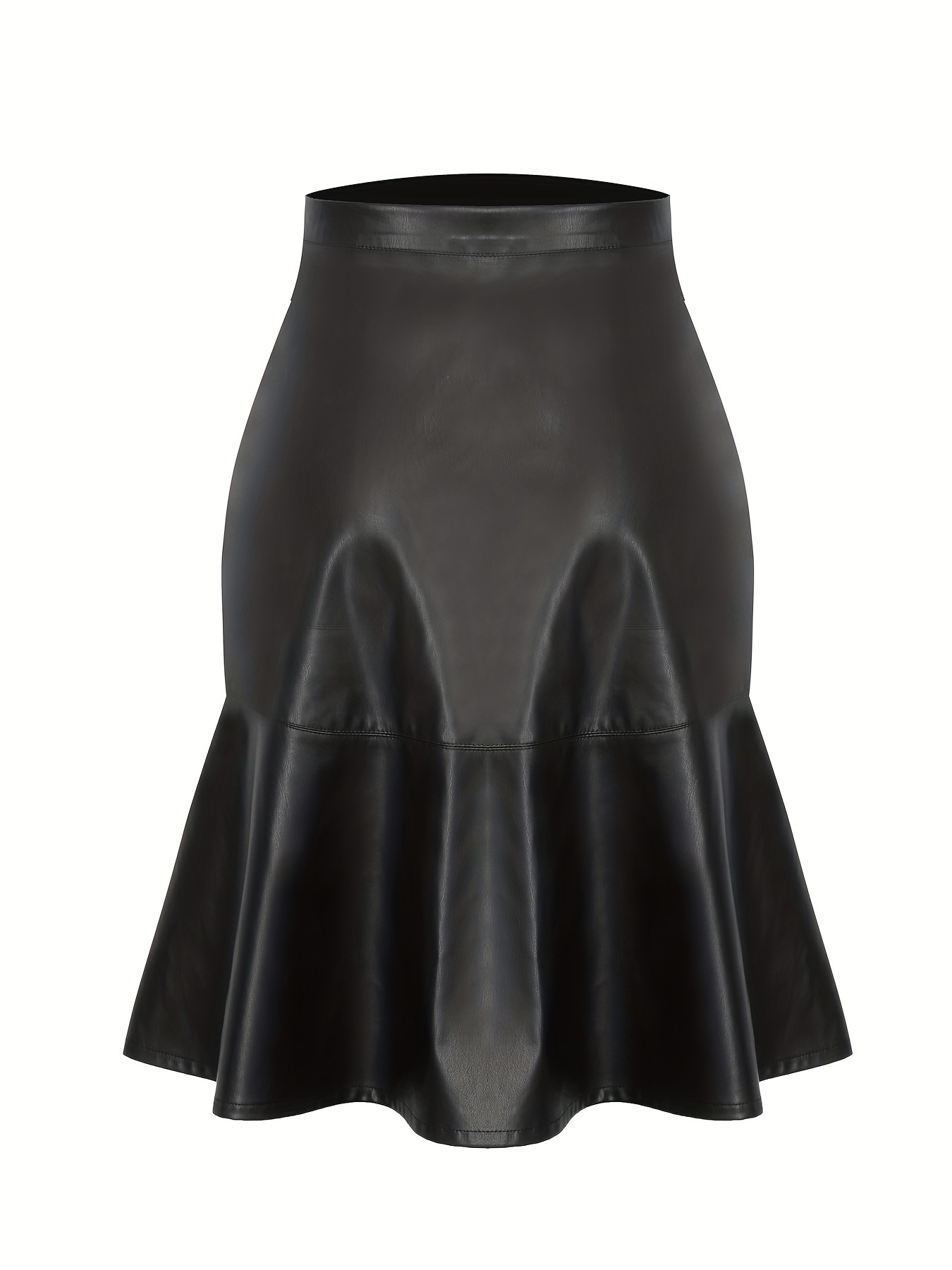 Faux leather hotsell frill hem skirt