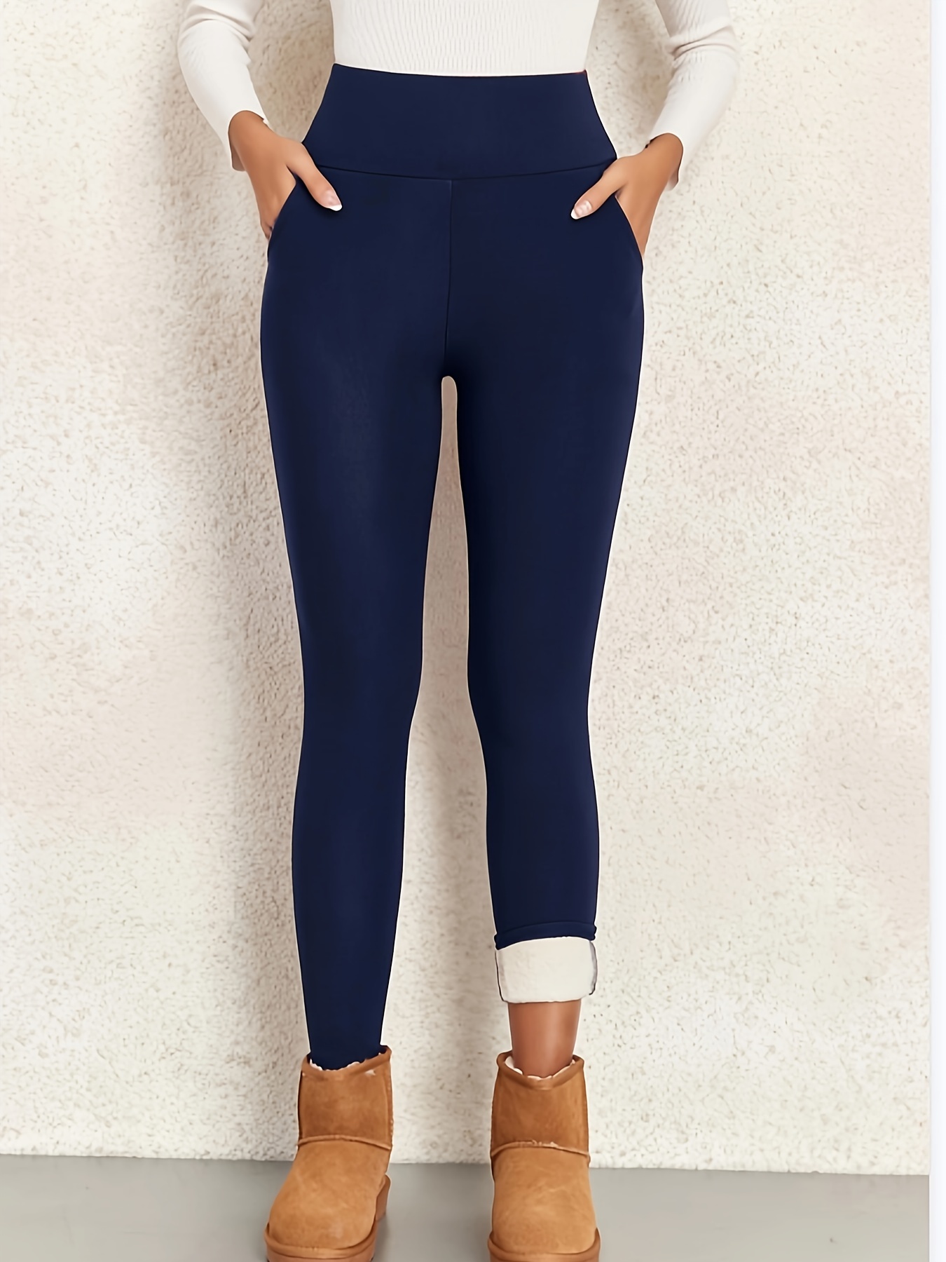 Plush Lined Shaping Pants Warm High Waist Tummy Control - Temu