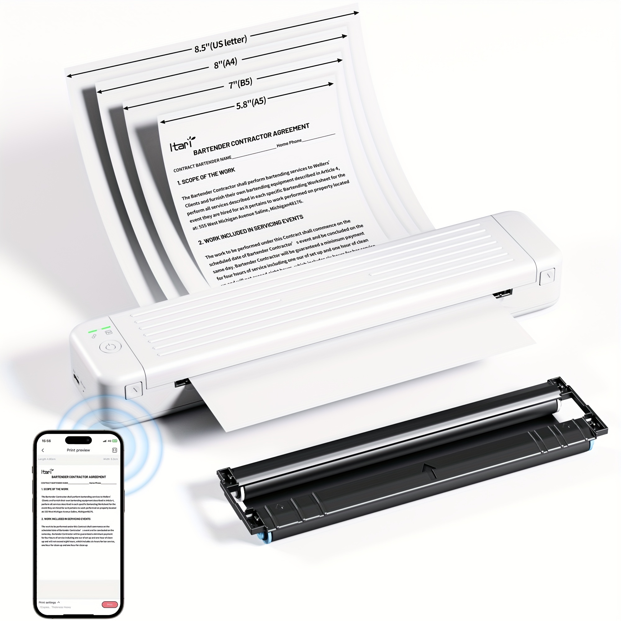 Impresoras portátiles inalámbricas para mini impresora de viaje, impresora  móvil Bluetooth, impresora térmica sin tinta, compatible con papel térmico