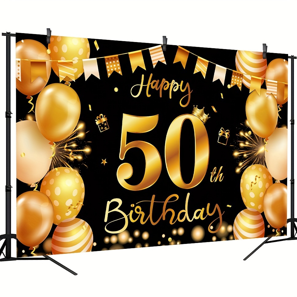 Decoracion 50 Cumpleaños Mujer Hombre, Globos 50 Cumpleaños Oro Negro y 50  Años Pancarta Cumpleaños, Photocall 50 Cumpleaños Fondol, Feliz Cumpleaños  Decoracion para Decoración de Cumpleaños : : Hogar y cocina