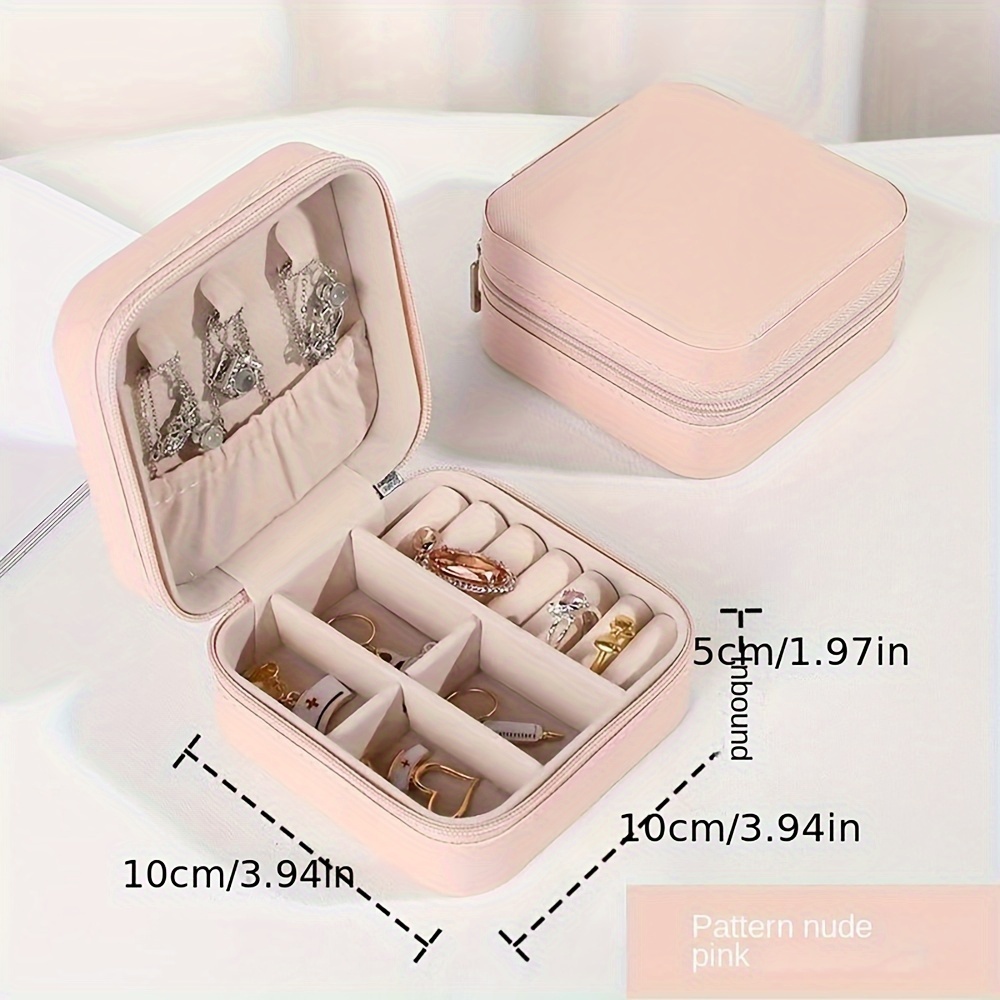 1pc portable jewelry box anti oxidation travel zipper storage box home decoration christmas gift new year gift valentines day gift gift for women details 4