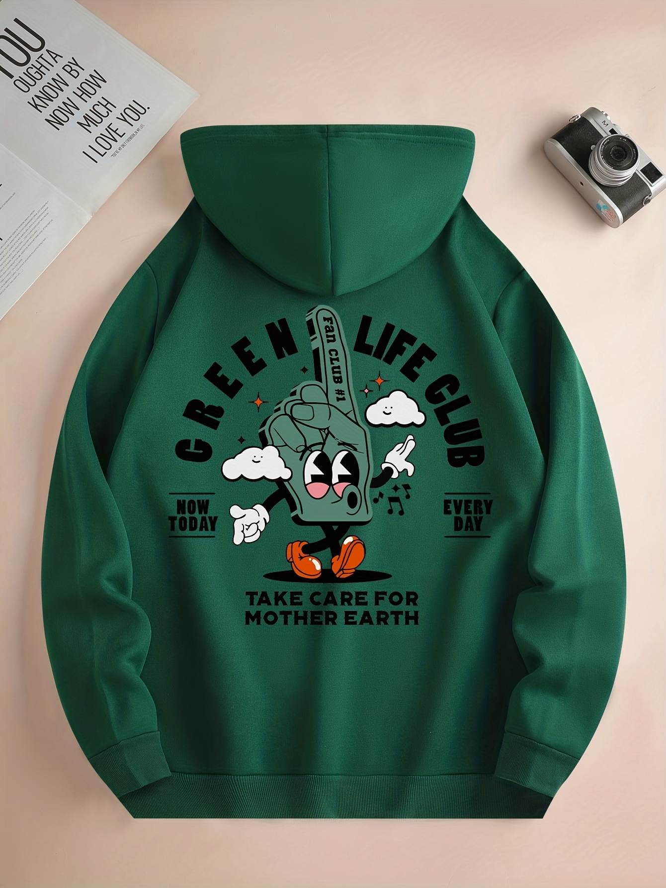 Trendy Cartoon Print, Hoodies For Men, Graphic Sweatshirt With