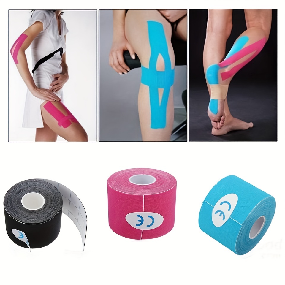  Gstream - Paquete de 3 cintas de kinesiología, resistentes al  agua, cinta adhesiva deportiva para alivio del dolor, sin látex, cinta  elástica de algodón atlética para articulaciones, rodilla, tobillo, : Salud