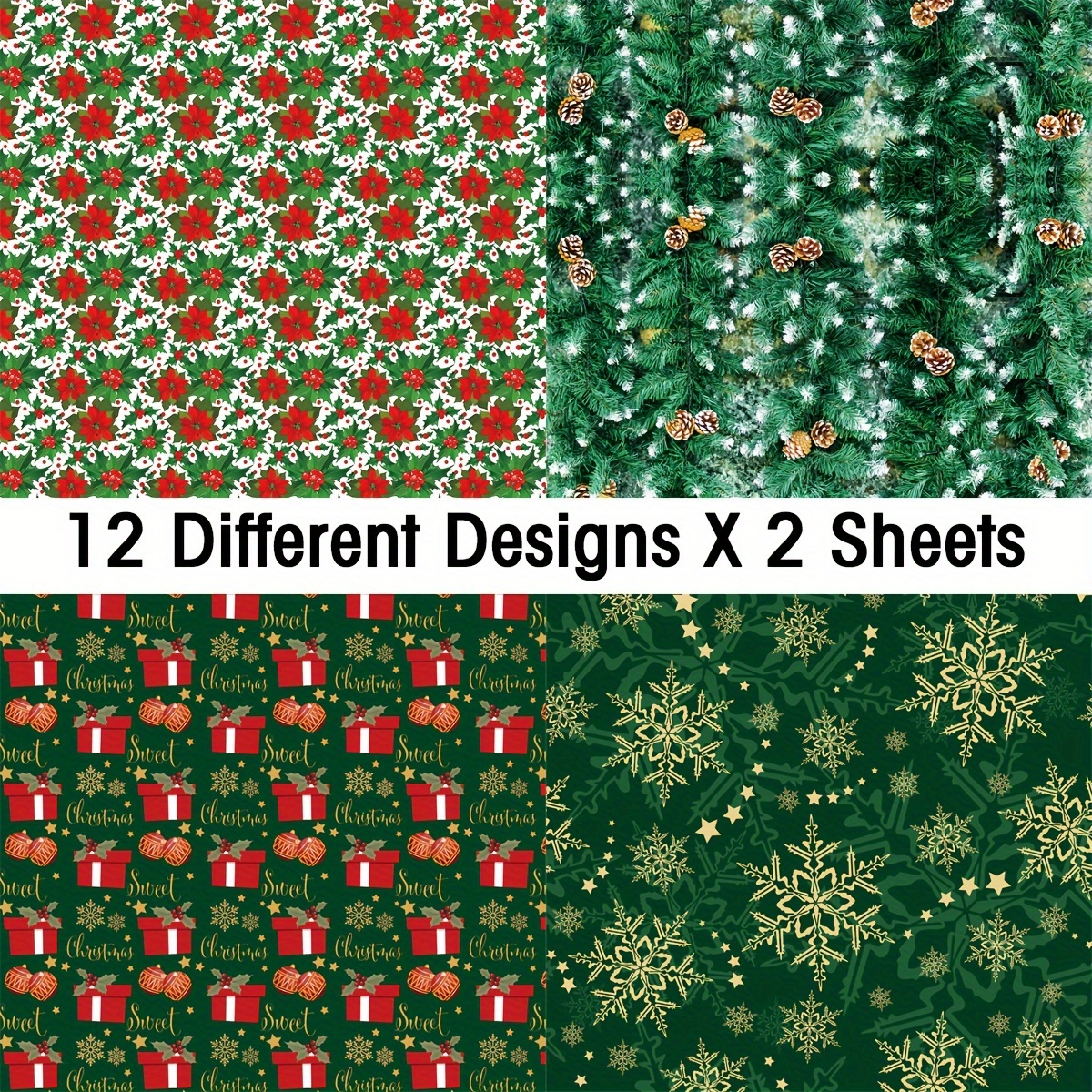 12 Sheets Christmas Scrapbooking Papers for Card Making DIY Scrapbook  Handmade Crafts Supplies Decorative Background Paper