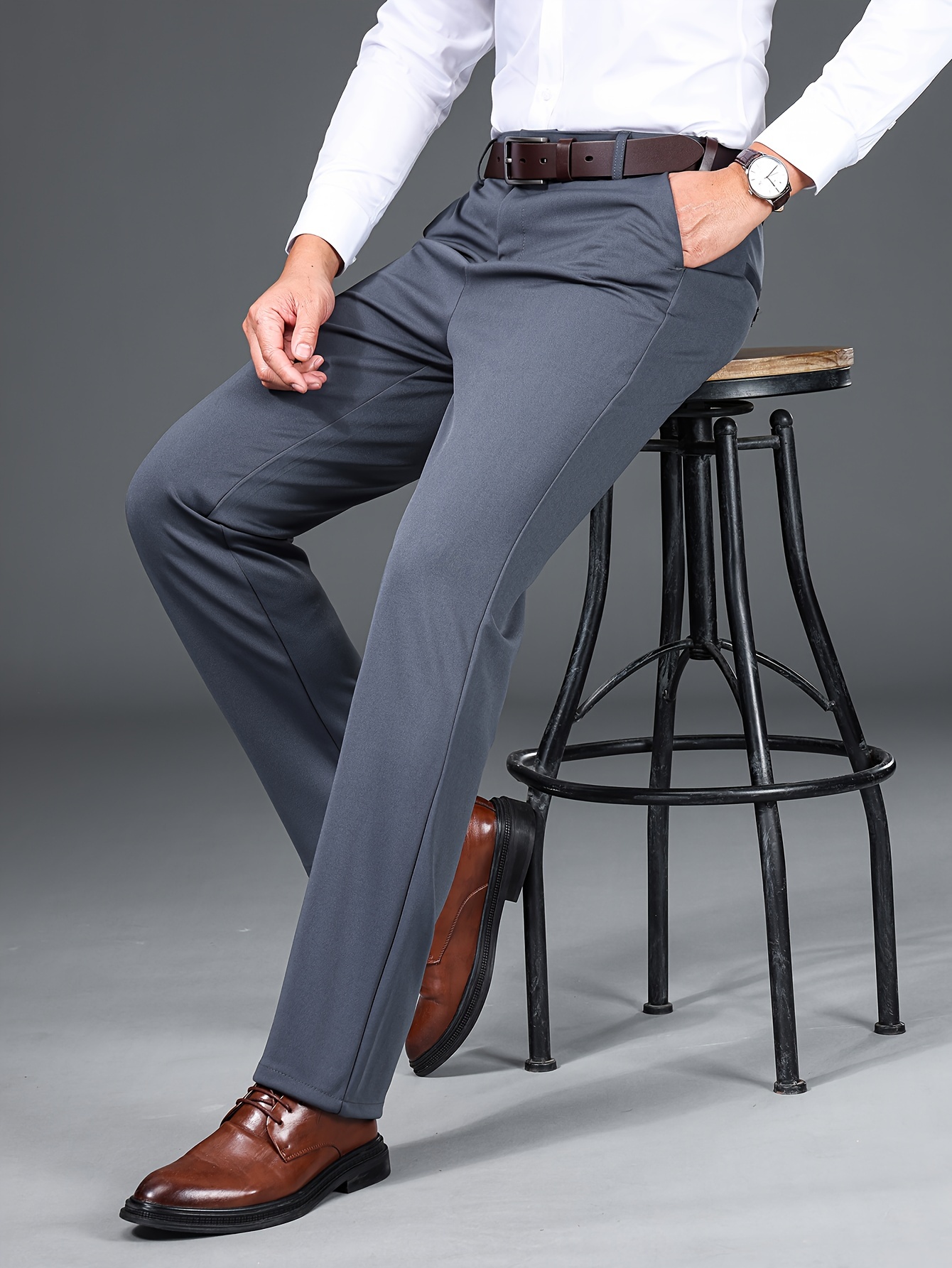 Smart Classic, pantaloni da uomo formali, a tinta unita, da ufficio, Suti,  tagli slim, skinny, regular, 3 colori Nero W34 