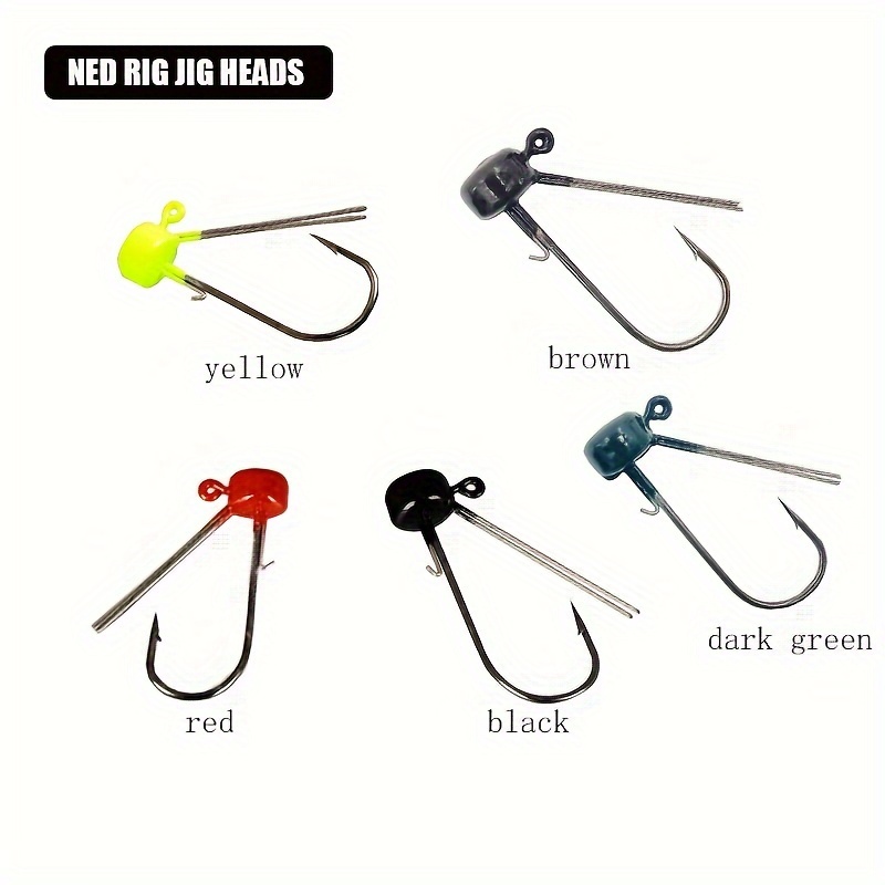 Ned Rig Fishing Jig Heads Baits, 25pcs Crappie Mushroom Jig Hooks for Soft  Lures 5 Colors 1/10oz 1/8oz 1/6oz