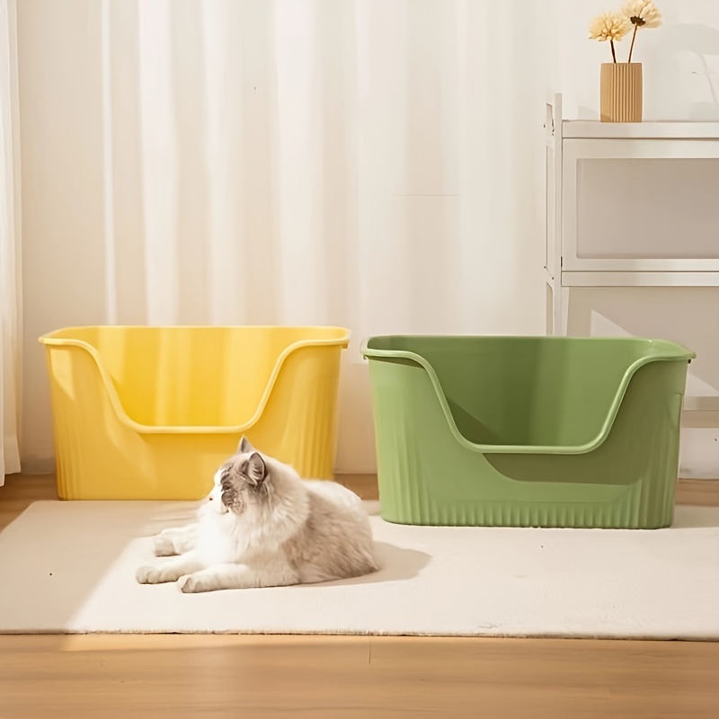 Cat Litter Box Semi Enclosed Litter Box with High Sides Cat Toilet