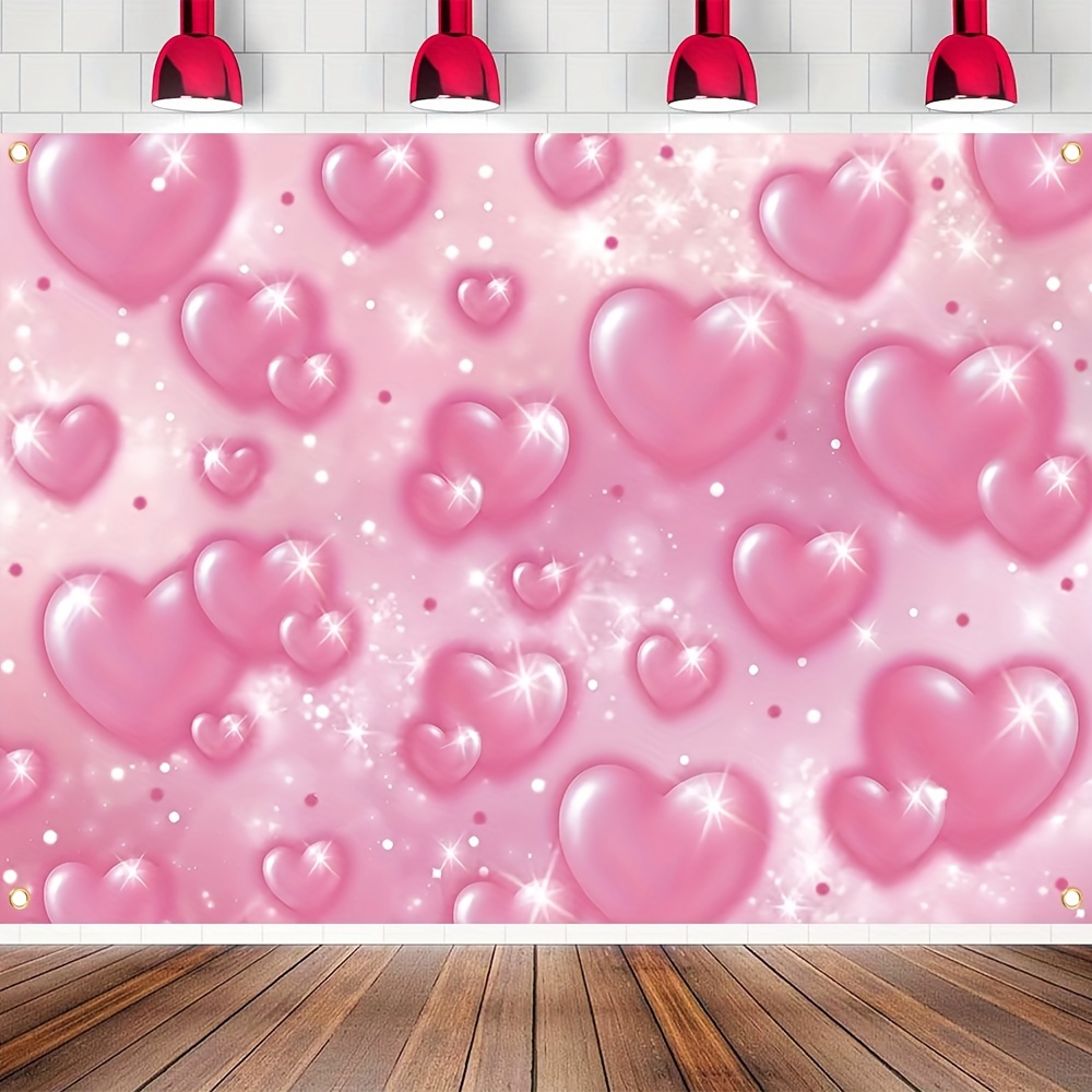 

1pc, Candy Valentine's Day Background Cloth Banner, Polyester Couple Birthday Party Decorations Wedding Dress Photo Baby Shower Hanging Flag 70.8x43.3in/82.8x59.0in