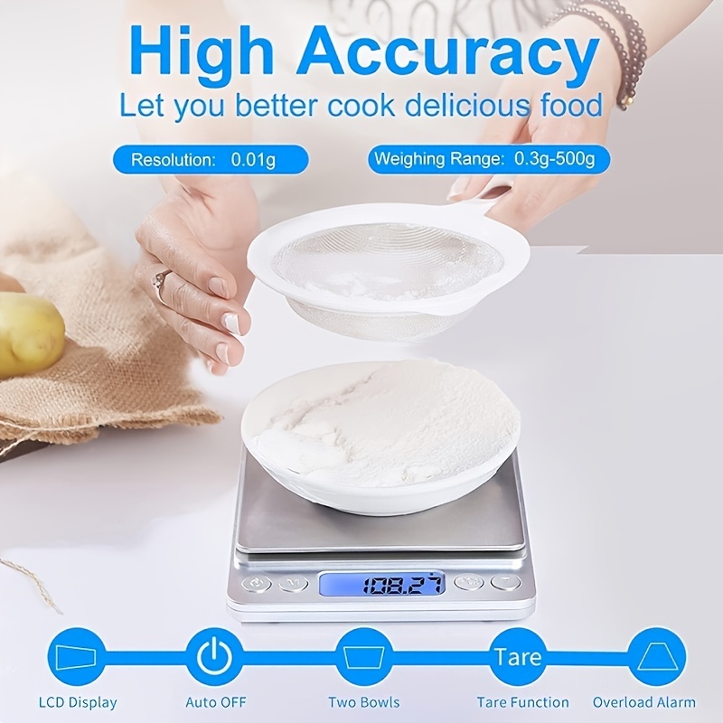 Digital Kitchen Scale, 500G/0.01G Mini Pocket Jewelry Scale, Cooking Food  Scale