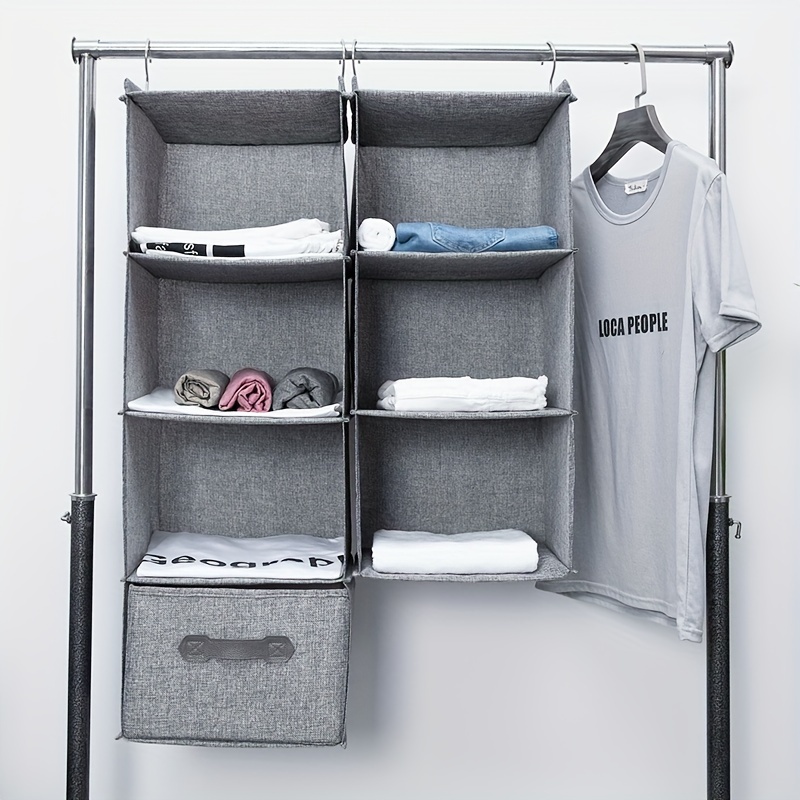 Booluee Plastic Hanging Closet Organizer, Folding Wardrobe Storage Rack,  Multi-Layer Foldable Hanging Storage Rack, Clothing Organization Rack  (Large)