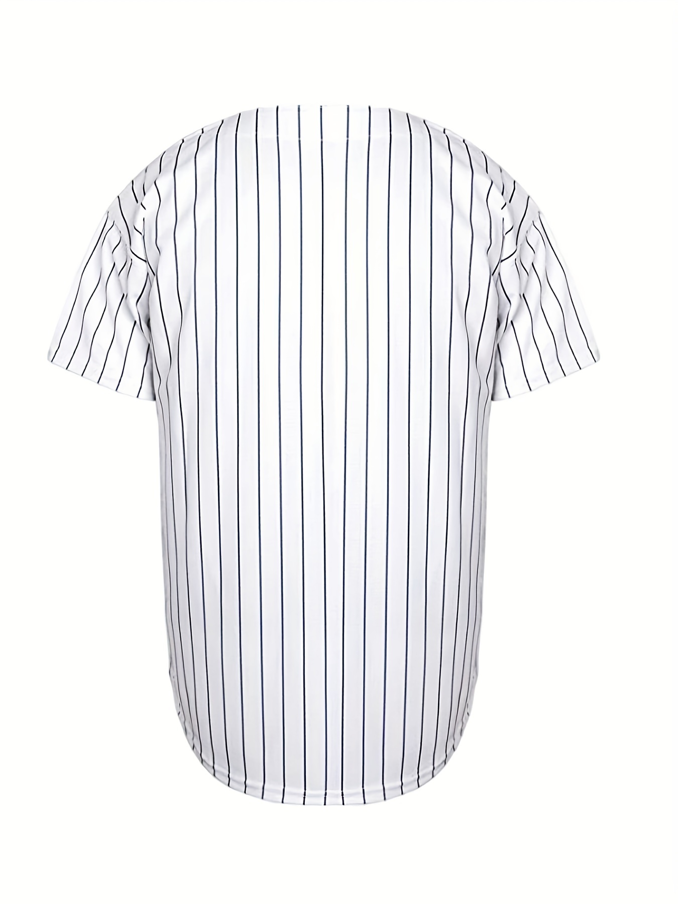 Men's Classic Design Striped Baseball Jersey, Hip Hop Fashion Button Up Short Sleeve Baseball Shirt for Training Competition Party,Temu