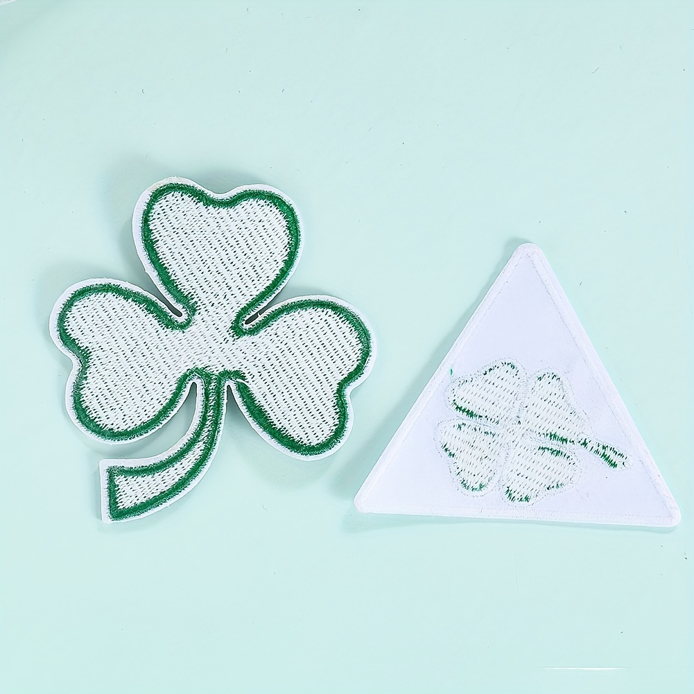 2pcs Cartoon Lucky Grass Decals Four-leaf Clover Embroidered Applique  Clothing Decoration Badge Diy Shoes Hat Bag Holes Patch Iron On Patches For  Jack