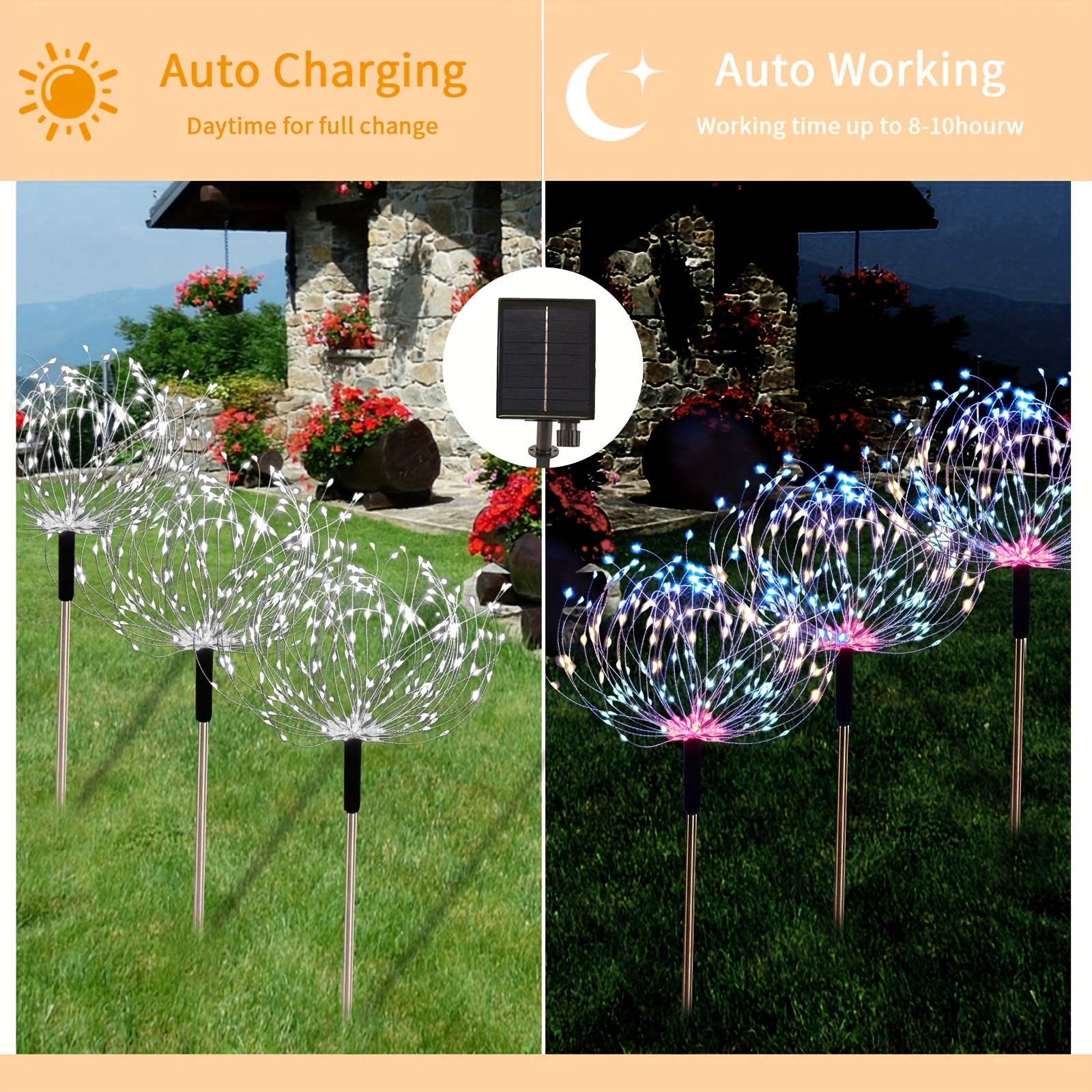 Luces LED de solares artificiales Jardin Camino Luces Lampara Starburst  Exterior