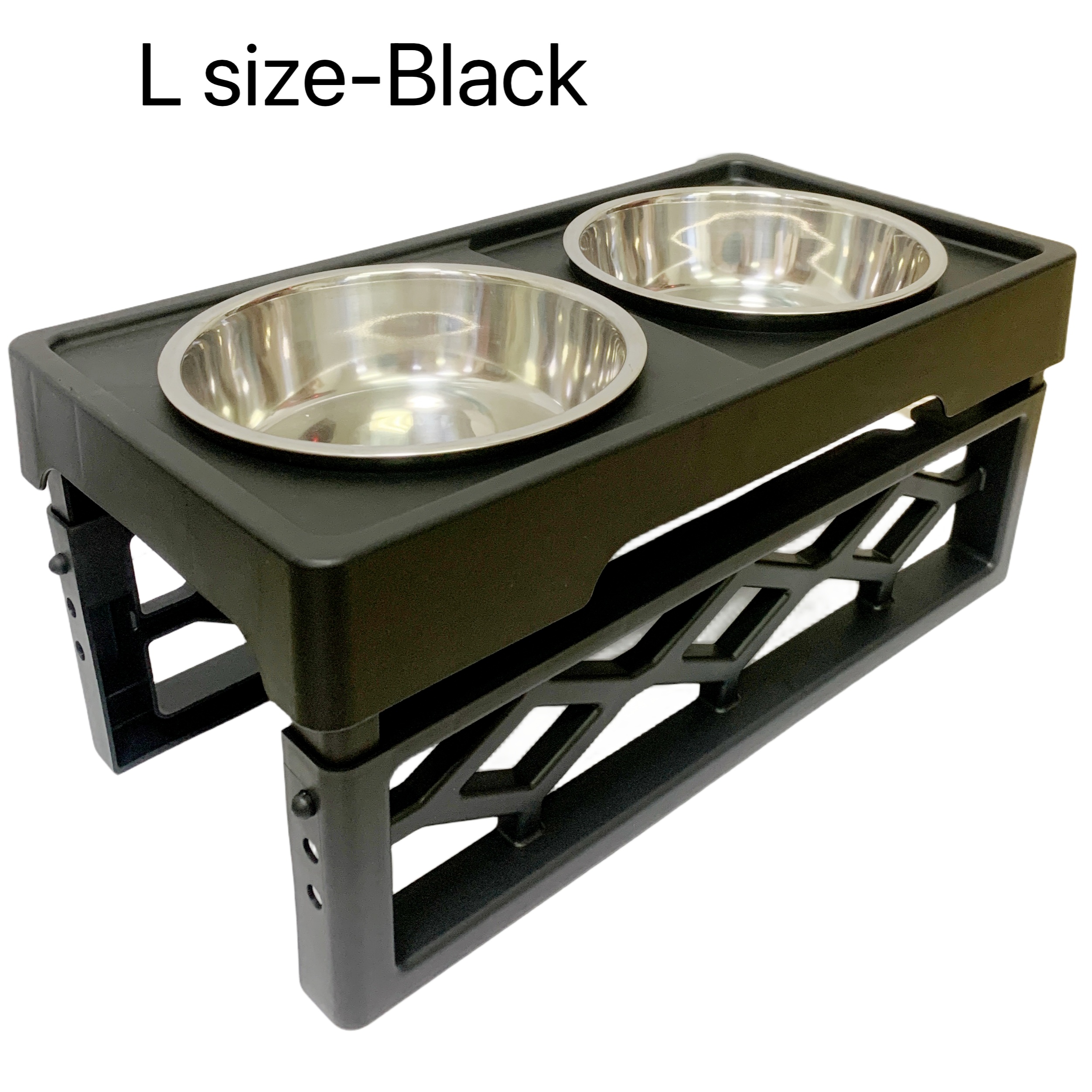 Elevated Dog Bowls Height Adjustable Dog Raised Food Bowl Black