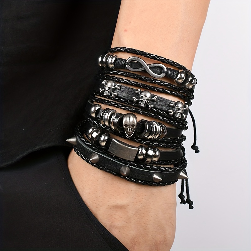 Bracelet Spike and Flames with Skulls