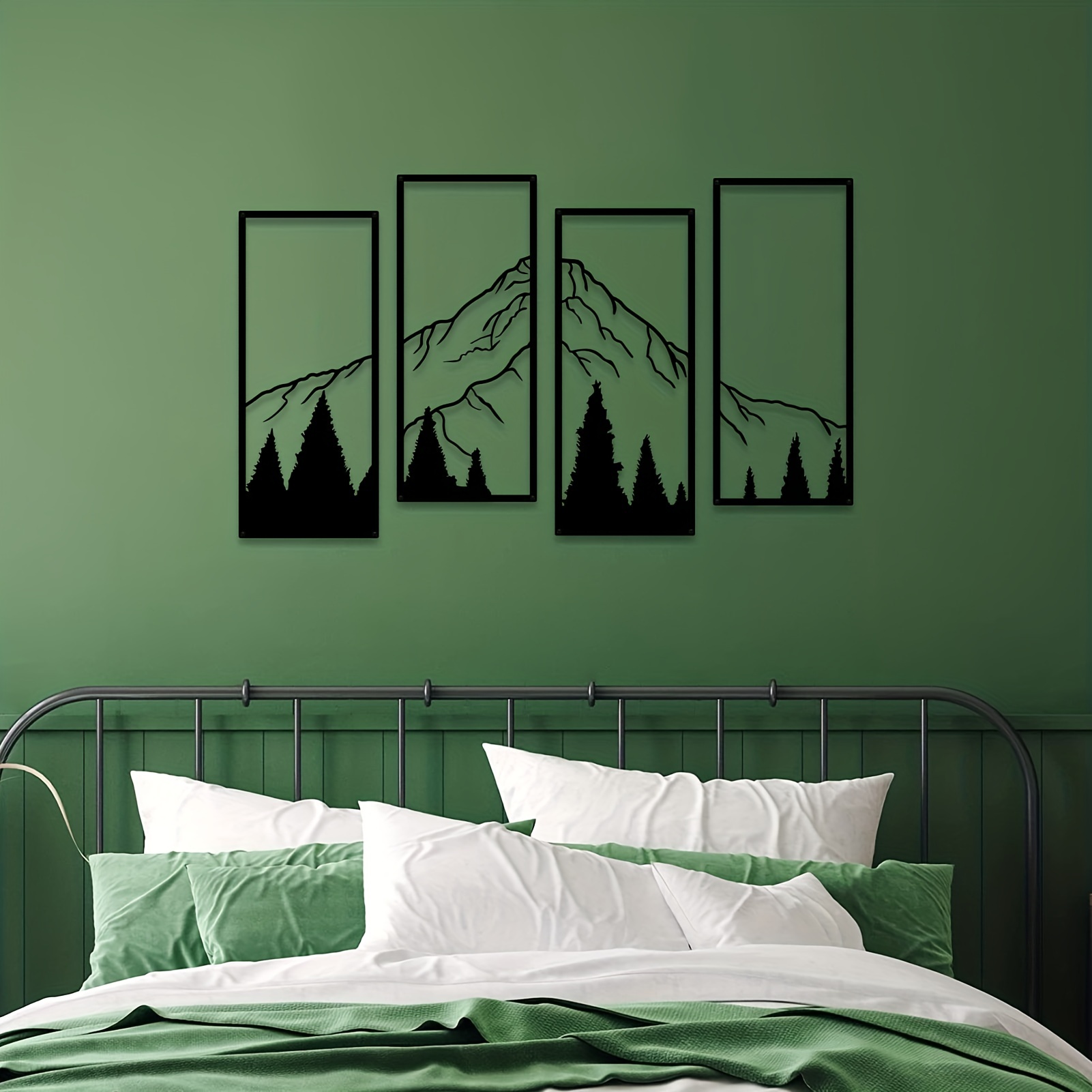 4pcs Minimalist Metal Mountain Wall Decor - Square Sculpture for Home,  Office, Living Room, Bedroom - Unique Wall Art for a Stylish and Elegant  Look