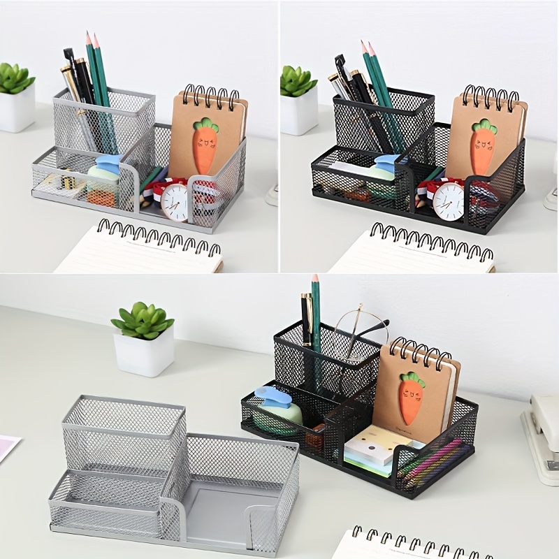 1pc Simple Transparent Acrylic Pen Holder Brush Storage Container Desk  Organizer Box Stationery Pen Holder Office Supplies