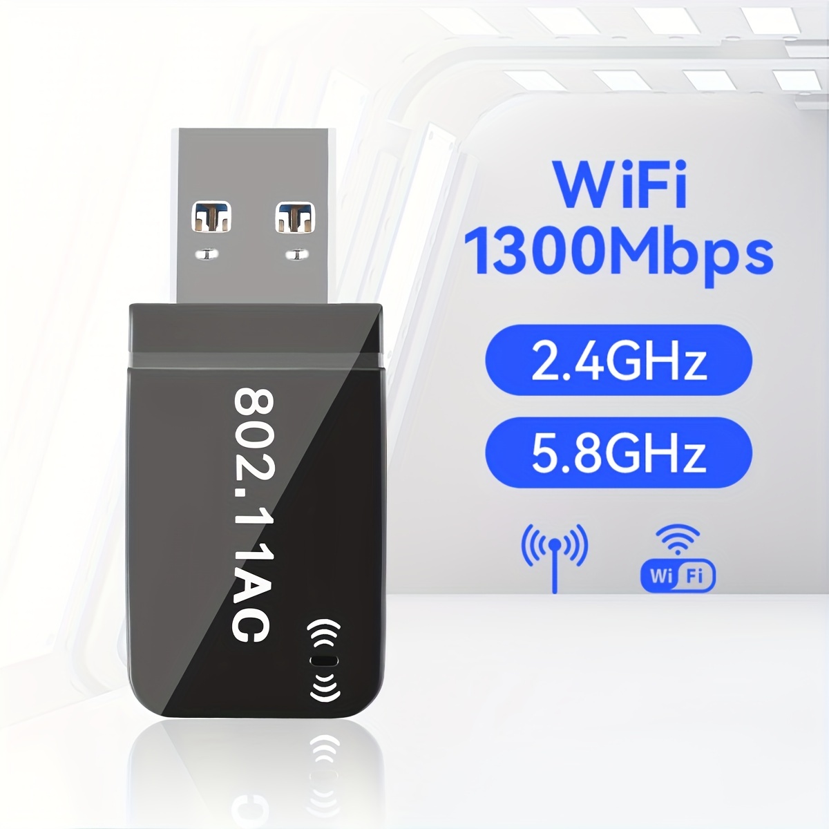 Adaptateur WiFi USB, clé WiFi sans fil 1200 Mbps double bande 2,4 G/5 G, clé  WiFi USB 3.0 avec antenne 5 dBi pour PC/ordinateur de bureau/ordinateur  portable/tablette, prise en charge Win 10/8.1/8/7/XP/Vista