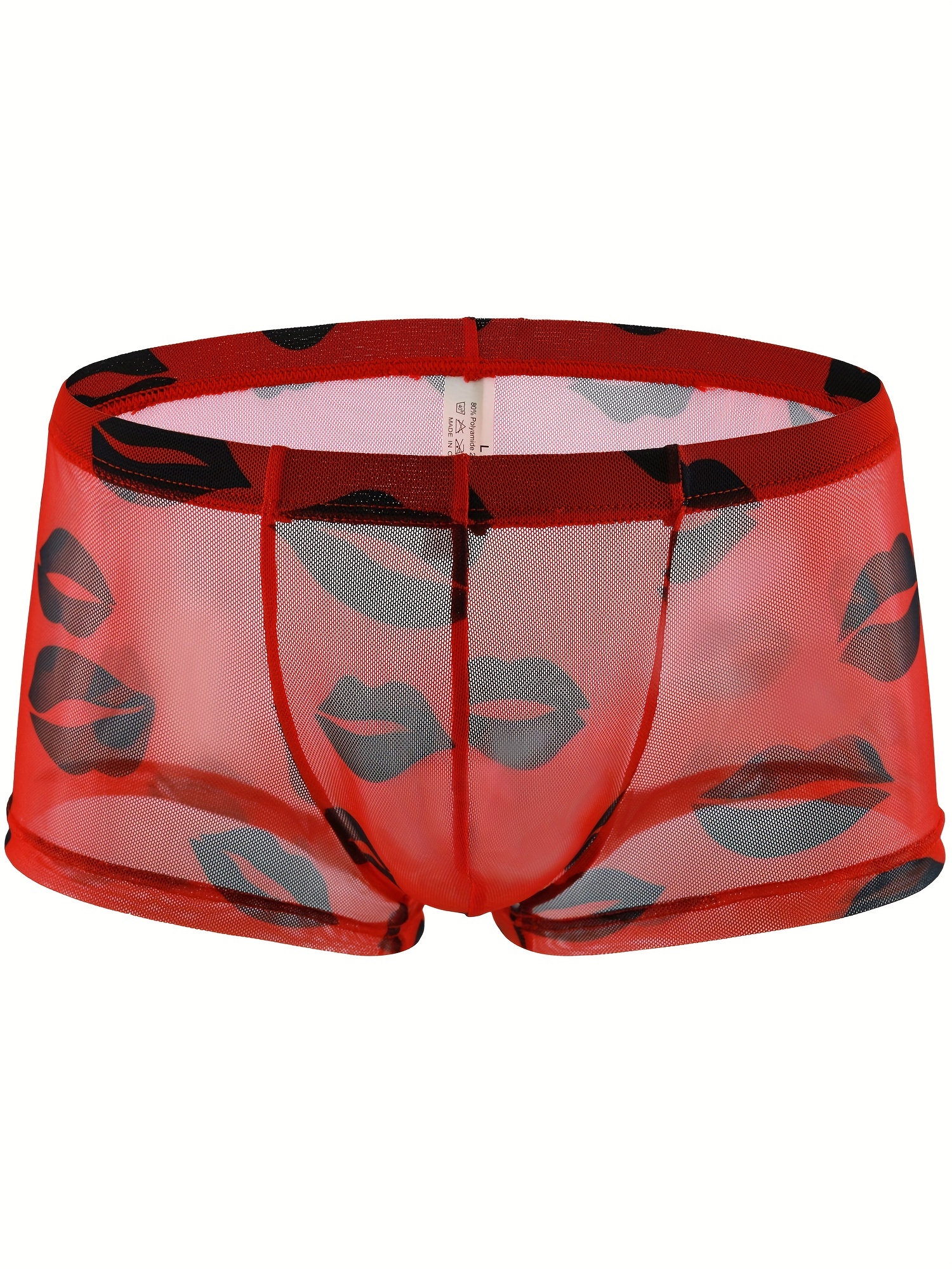 Men's Mesh Boxer Briefs Cooling Breathable Sports Underwear, Unique lip  print love heart Trunks,unique gifts for boyfriend,Sizes 2XS-8XL