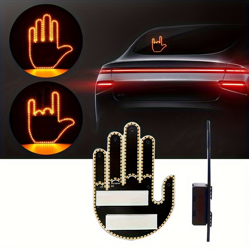 Luz de gesto de mano para automóvil, luz de gesto de dedo con control  remoto, calcomanías LED para ventana de automóvil, luces LED para  automóvil