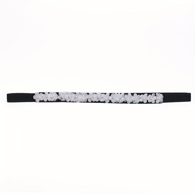 Thin Flower Decor Belt Elastic Waistband Classic Dress Girdle