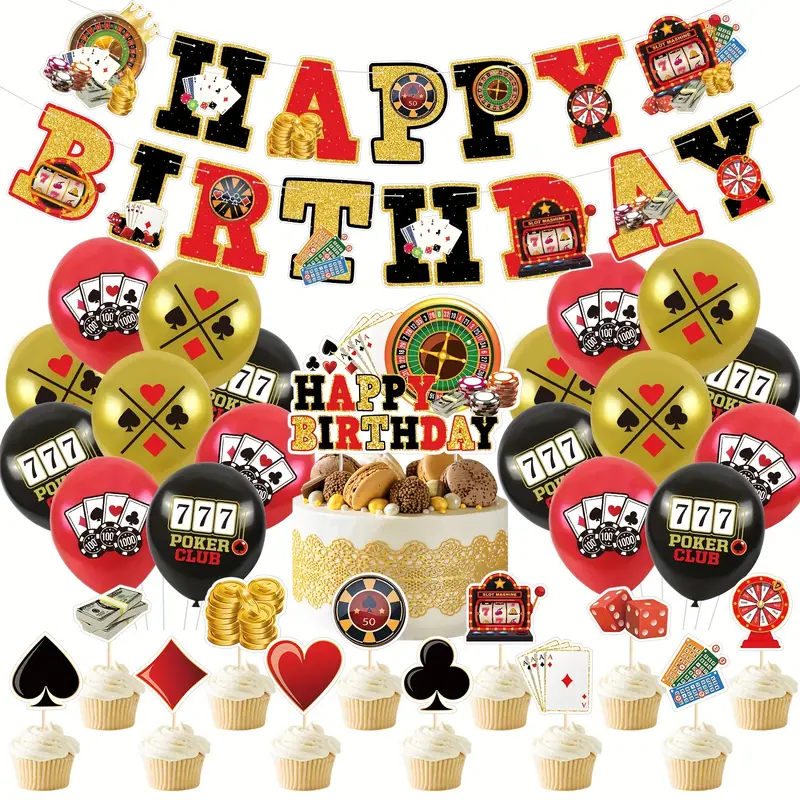 Casino Theme Birthday Party Decoration Pull Flag Balloon - Temu