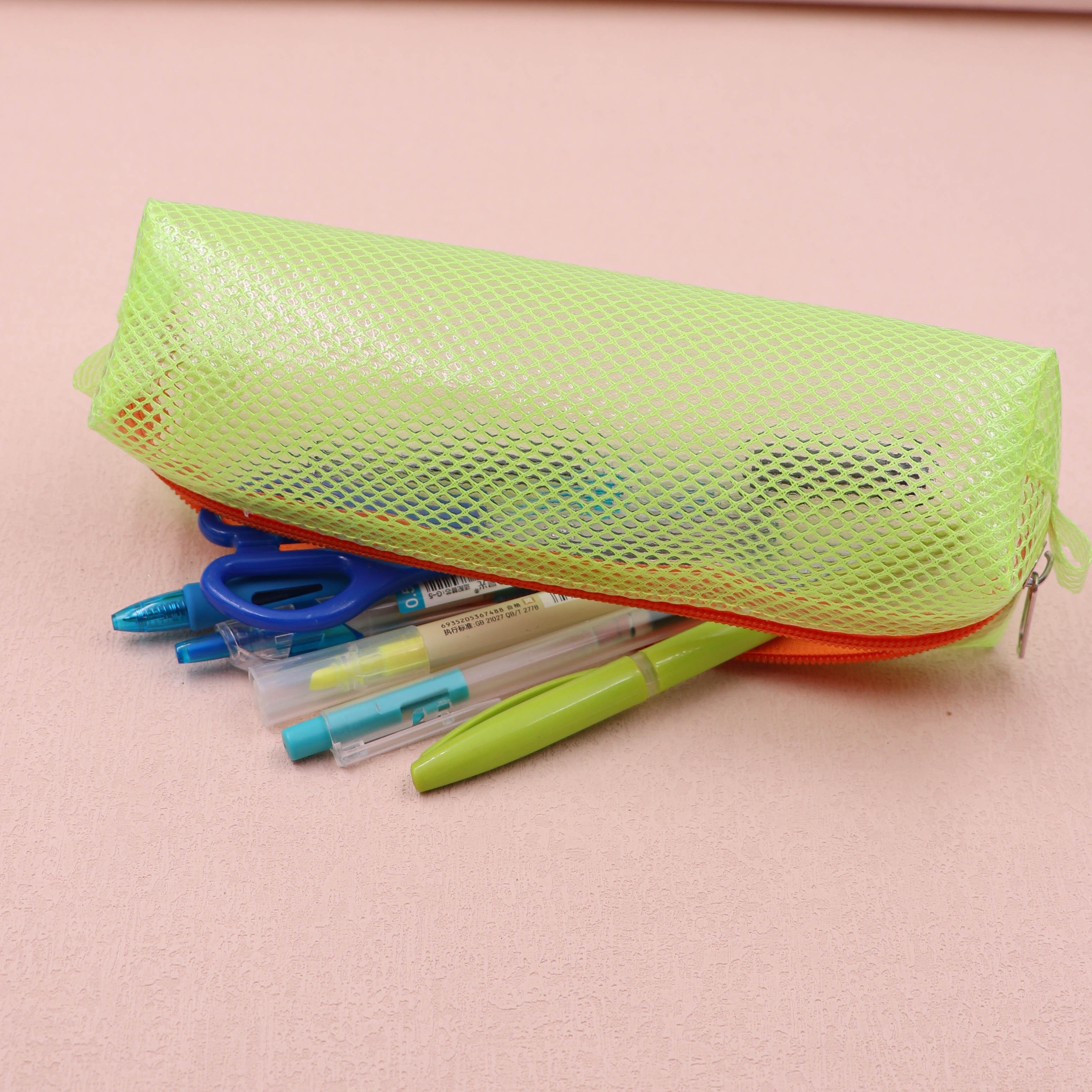 Exam Pencil Case Simple Mesh Zipper Stationery Bag Waterproof