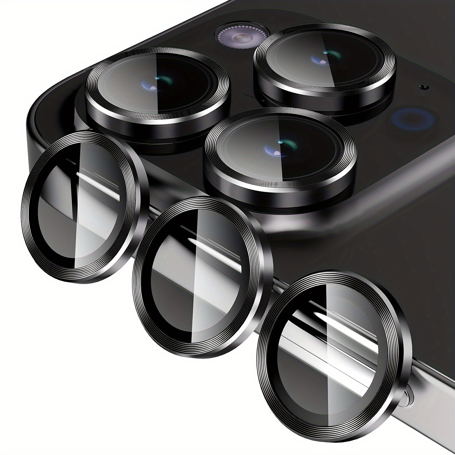 Xfilm Protector de lente de cámara compatible con iPhone 15/15 Plus, anillo  de metal individual dureza 9H, protector a prueba de arañazos, accesorios