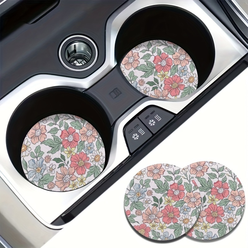 Hippie Floral Car Coaster Felt Car Cup Holder Coasters For - Temu