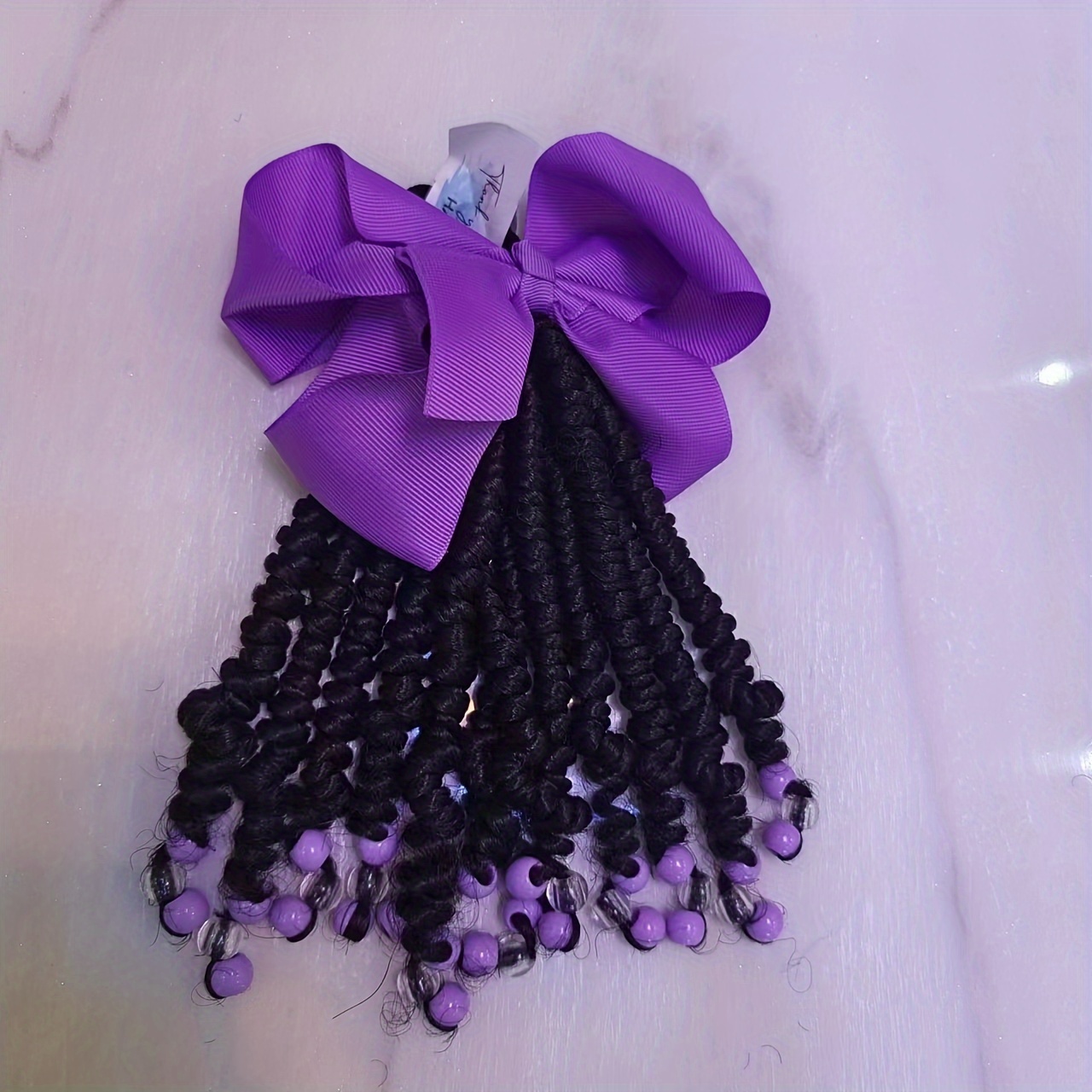 Kids Braided Ponytail With Beads Kid Braided Ponytail Extension Braided  Ponytail Wig With Beads and Bow Kids Braided Wigs for Black Women 