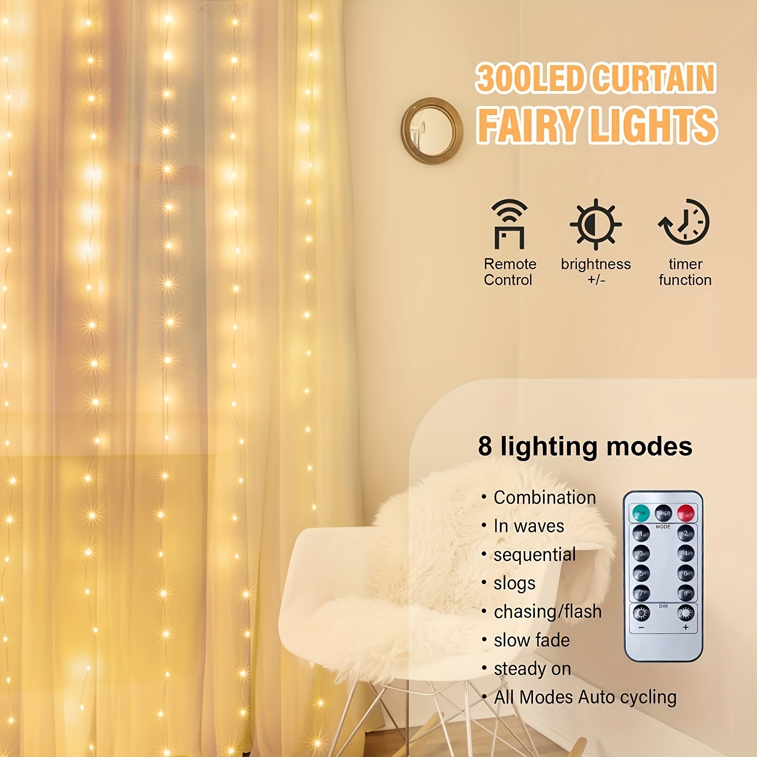 DazSpirit 210 Guirlande Lumineuse à Rideaux LED, Rideaux Lumineux USB  Décoratifs avec 8 Modes d'Eclairage, Étanche pour la Chambre de Fête de  Noël Extérieure Intérieure (Iridescent) 1 : : Cuisine et Maison