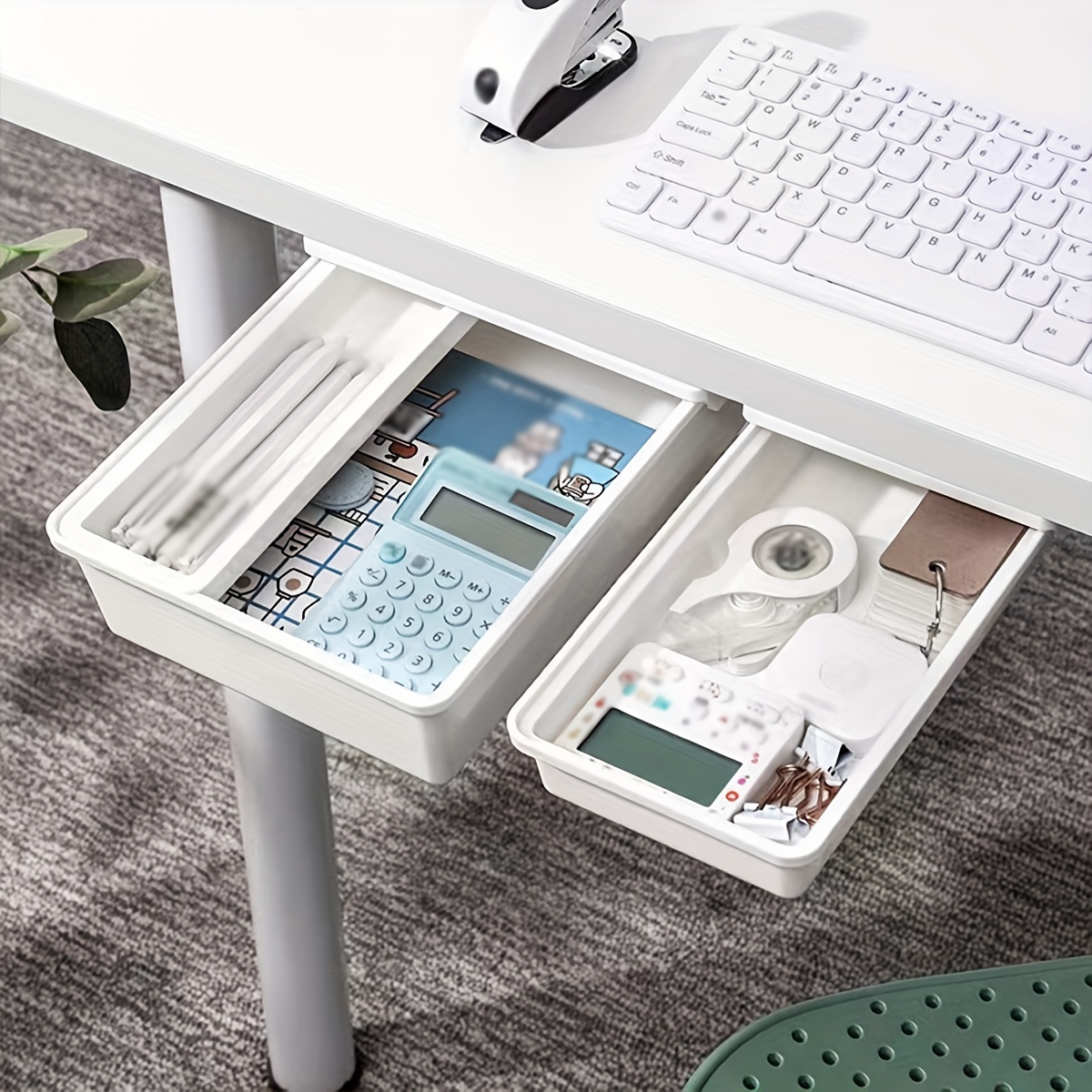 Under Desk Drawer Type Sundries Organizer Box Under Desk - Temu