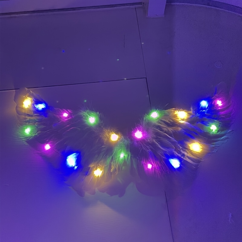 1pc, Ali Di Piume Di Angelo Luminose A LED Lampeggianti Con Luci Colorate,  Accessori Per Spettacoli Di Feste Di Matrimonio Principeschi, Decorazioni P