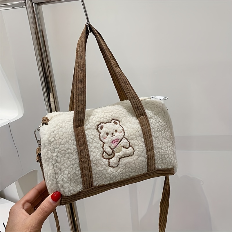 White Bear Furry Shoulder Bag Purse | RK1832