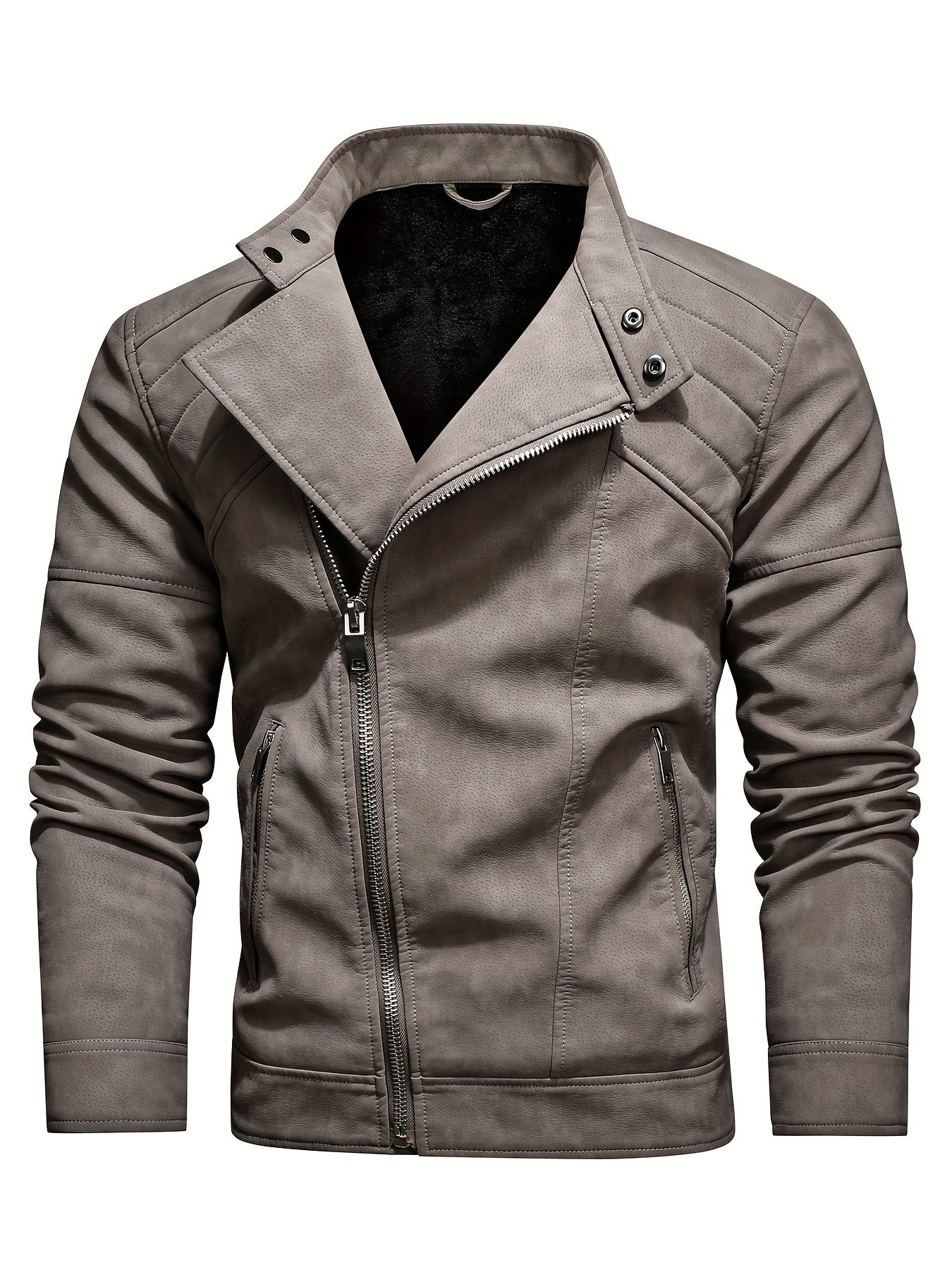 Men's Stylish Pu Leather Fleece Jacket Keep Warm In Winter - Temu