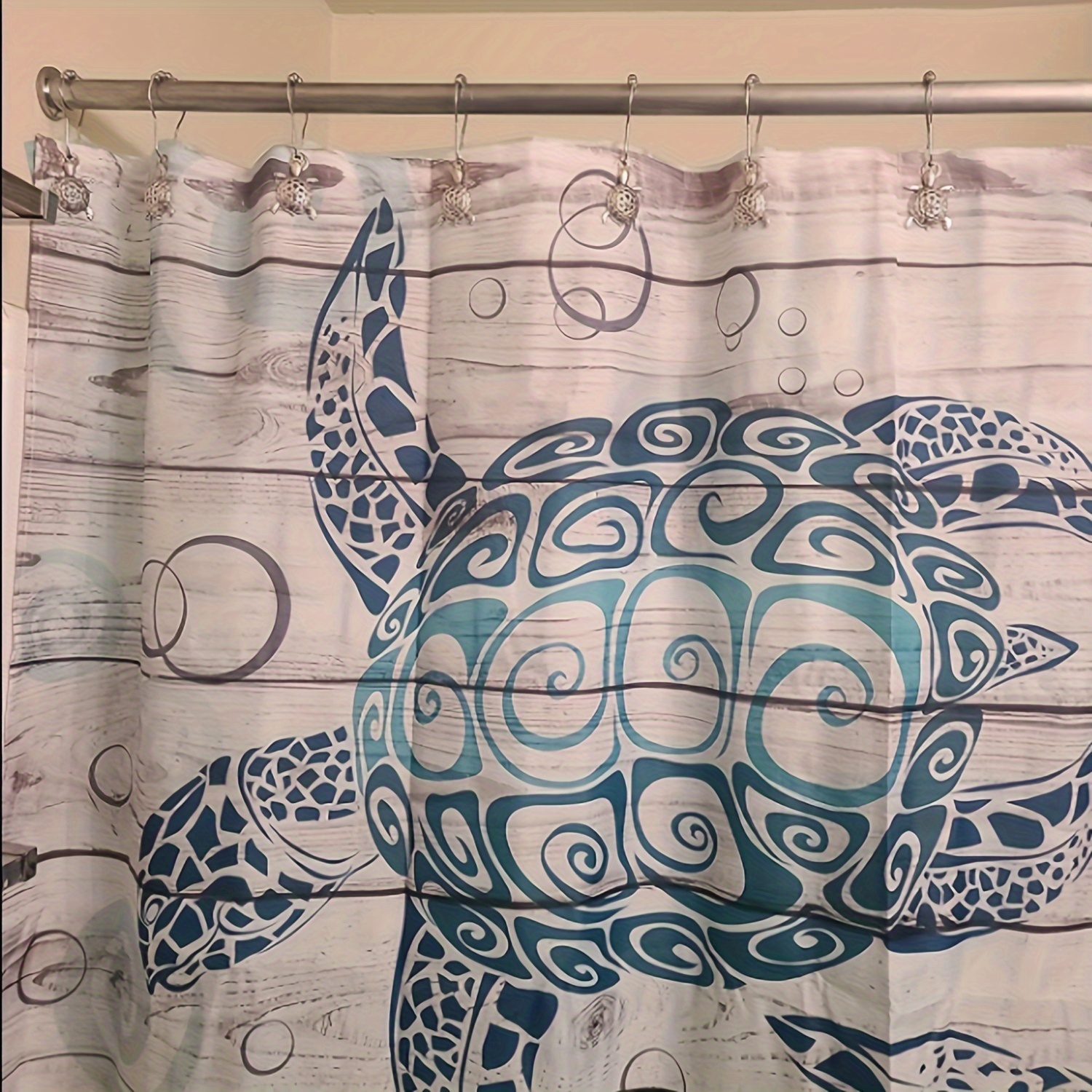 Sea Turtles Shower Curtain Hooks Rings for Bathroom, Metal Shower