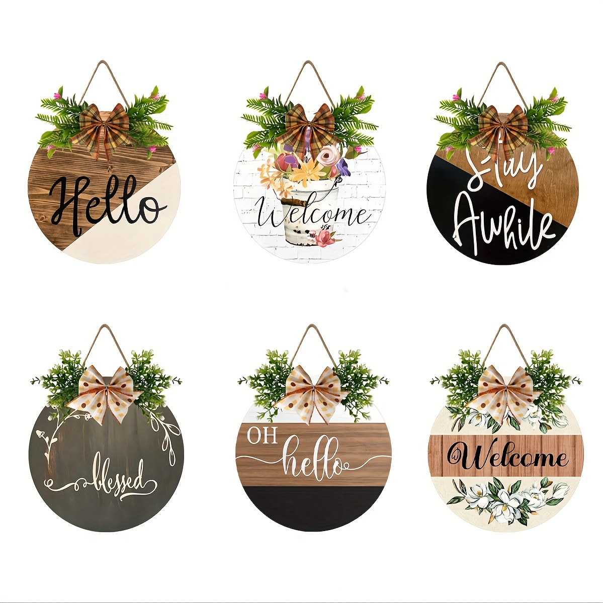 Round Door Hanger Sublimation Blank Dark Faux Wood With Floral to  Personalize for 12 Inch Round Blanks PNG -  Canada