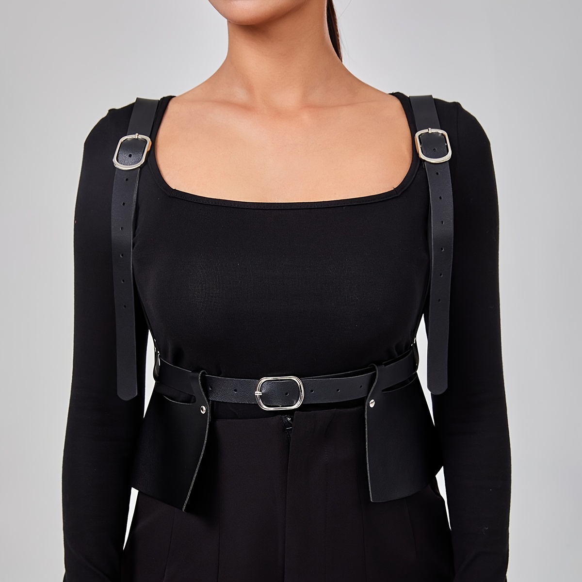 Women's Black Outside Suspender Girdle Casual Simple Button - Temu