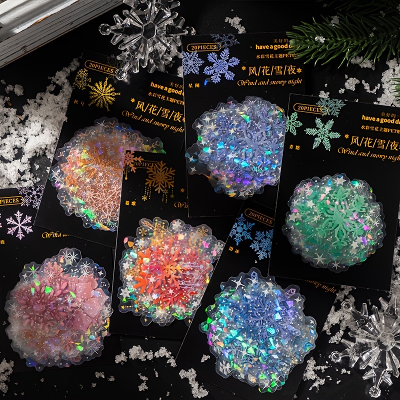 Snowflake Stickers 20 Sheets Matte Glitter Embellishments