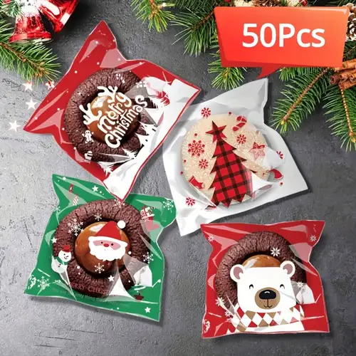 100 Pièces, Sacs De Bonbons De Noël, Biscuits, Sachets D'emballage
