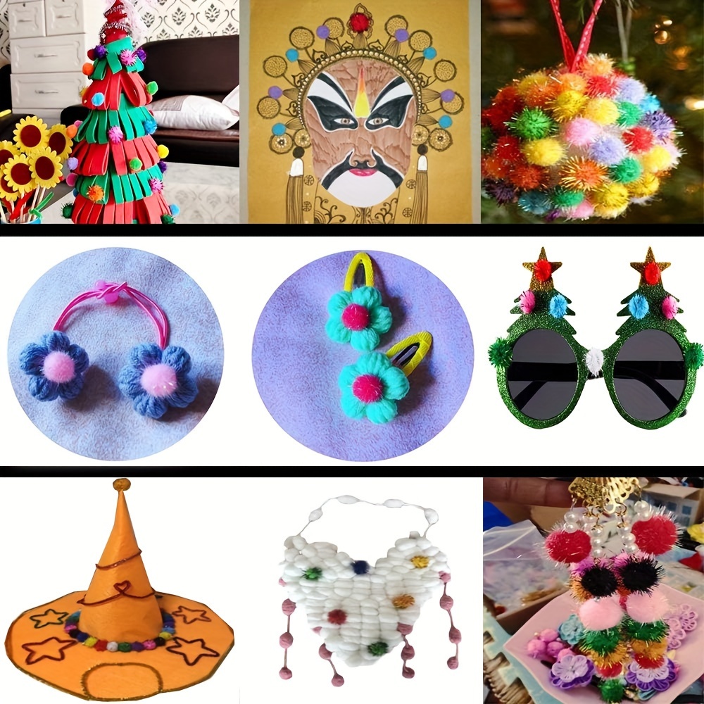 Artful Goods Pom Poms Bright Colors, Assorted Sizes