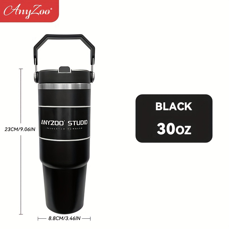Anyzoo Stainless Steel Tumbler With Lid And Straw - Temu
