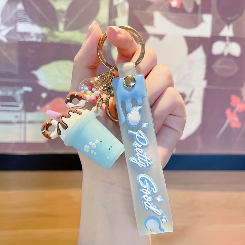 Candy Color Ice Cream Keychain Cute Cartoon Car Pendant Keyring Ornament  Bag Purse Charm Accessories