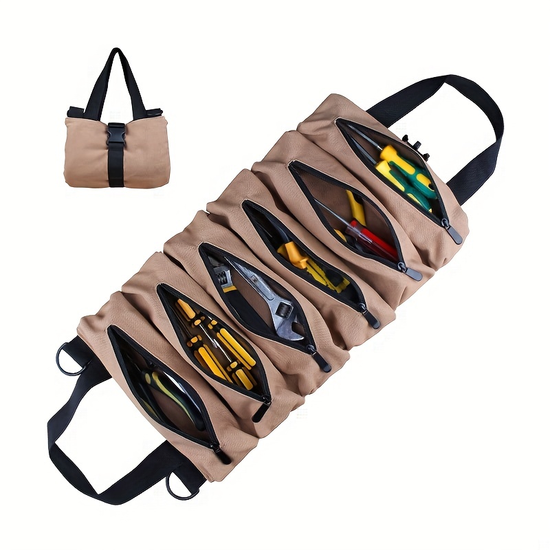Wessleco Rolling Tool Bag, 16oz Canvas Tool Roll, Wrench Roll up