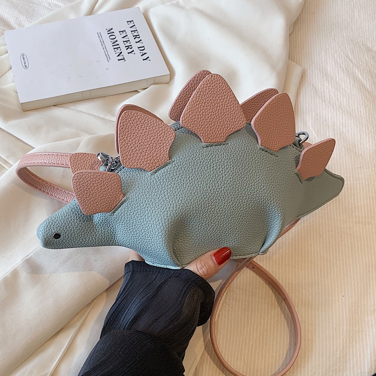 dinosaur shaped crossbody bag colorblock stuffed animal Temu